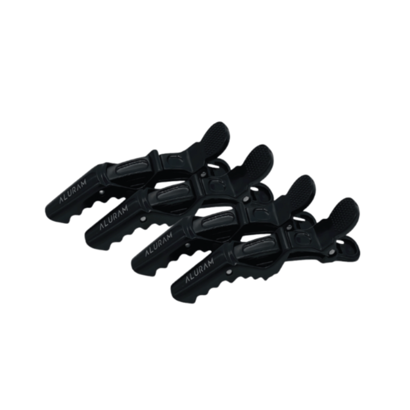 Aluram Alligator Clips Black Pack of 4 (Runway) - Aluram | Available at Studio 360 Salon, Chatham, NJ