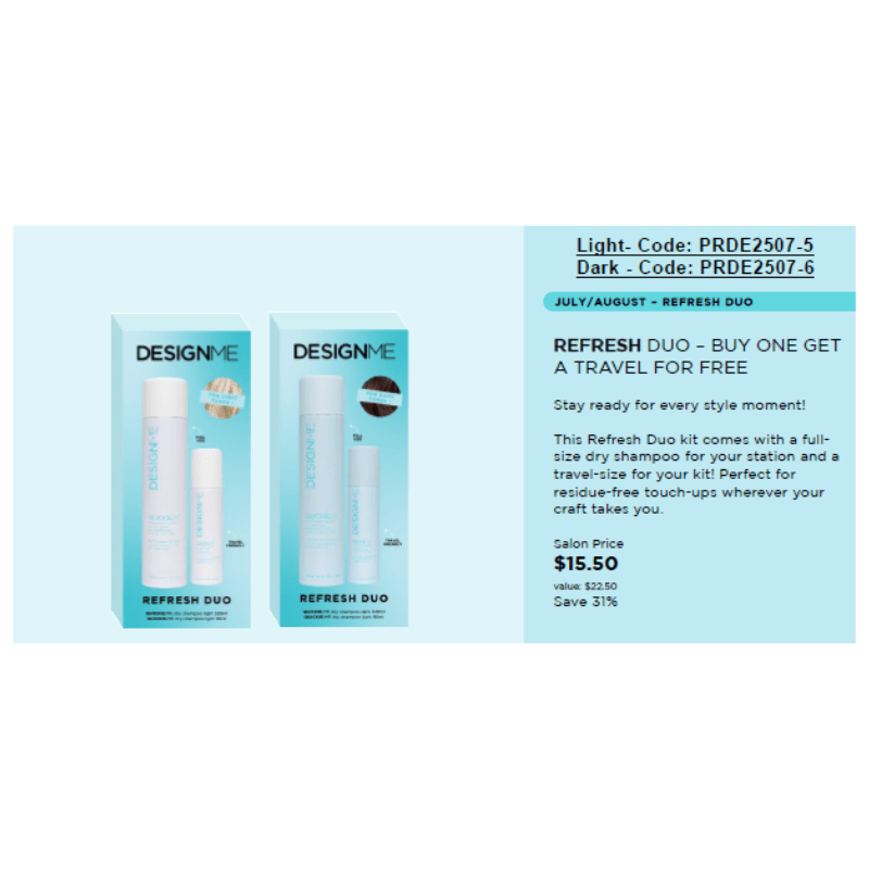 Design.Me Quickie.Me Dry Shampoo (Runway) - Design.ME | Available at Studio 360 Salon, Chatham, NJ