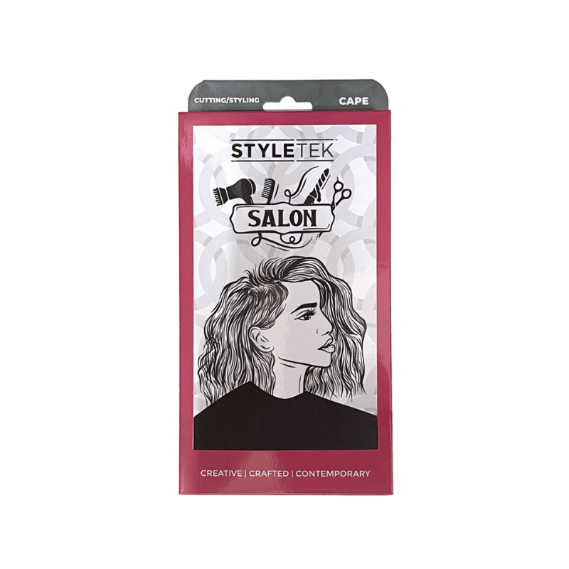 Styletek Solid Black Smooth Cutting Cape 45x60 - Styletek | Available at Studio 360 Salon, Chatham, NJ