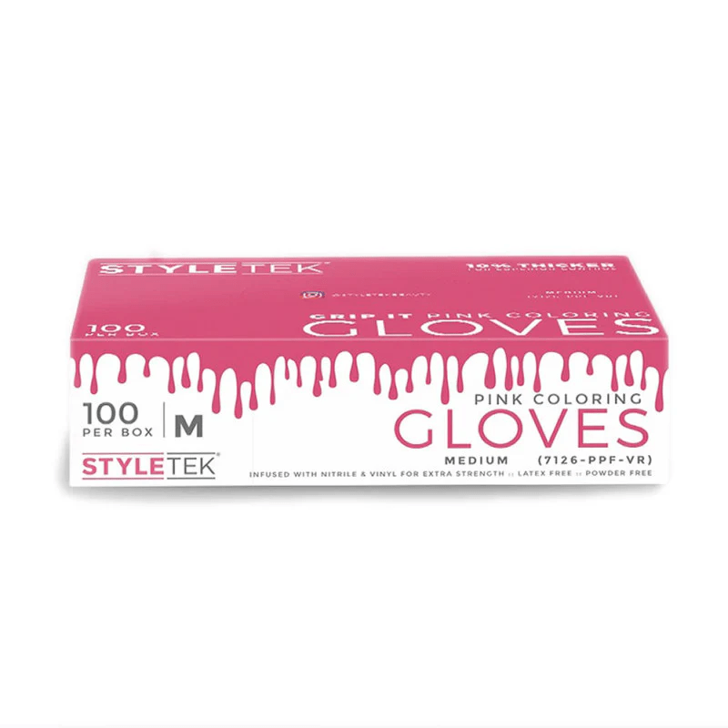 Styletek Pink Powder Free Gloves 100pk - Styletek | Available at Studio 360 Salon, Chatham, NJ