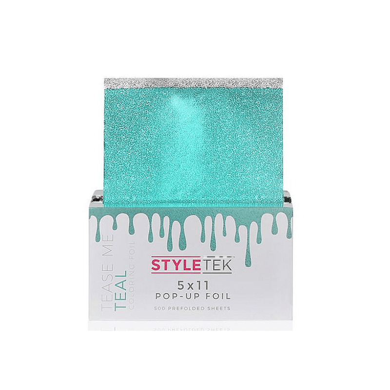Styletek Tease Me Teal Embossed Pop-Up Foil 500ct 5x11 - Styletek | Available at Studio 360 Salon, Chatham, NJ